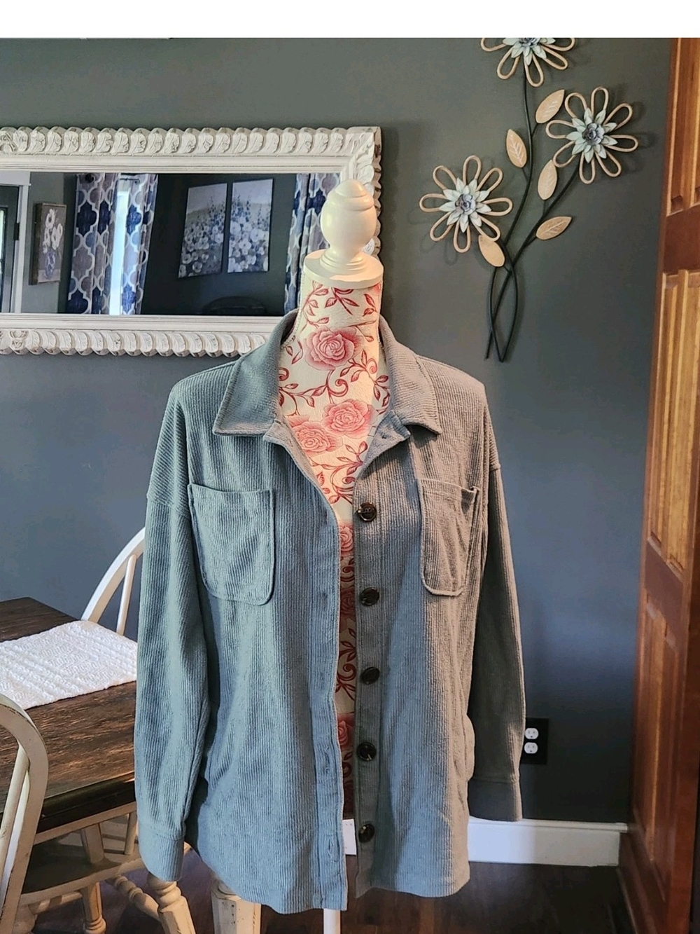 Maurices Dusty Blue Corduroy Button-Up Jacket